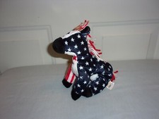  VINTAGE TY "Lefty 2000" Beanie Baby, Donkey, Red/White/Blue, Year 2000