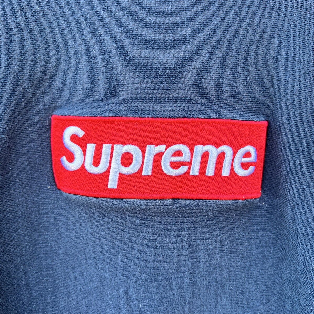 Men's Supreme Navy Blue Box Logo Hoodie FW16 Size Medium Authentic