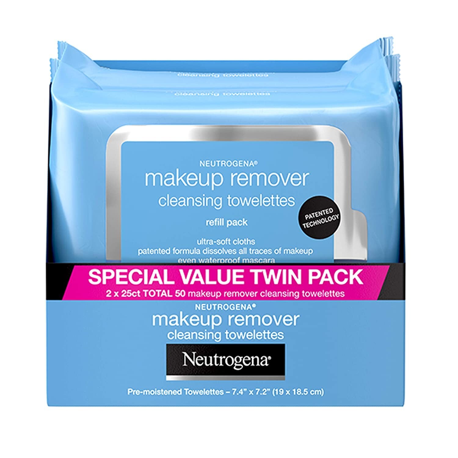 Gentle Makeup Remover Wipes Twin Pack 2 x 25 Count-image