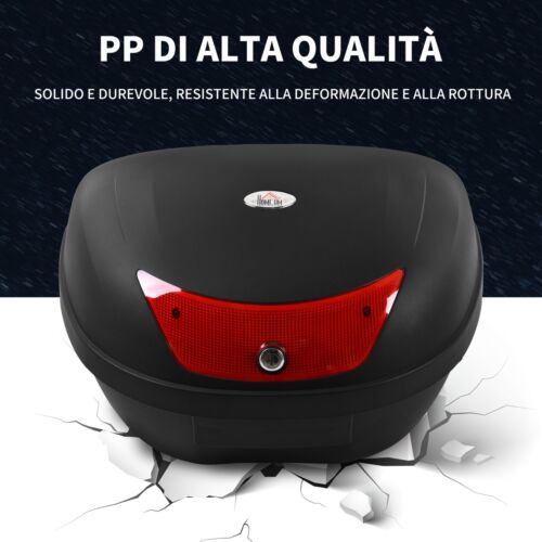 HOMCOM Bauletto Portaoggetti per Moto da 48L con Kit per Installazione e 2 Chiav