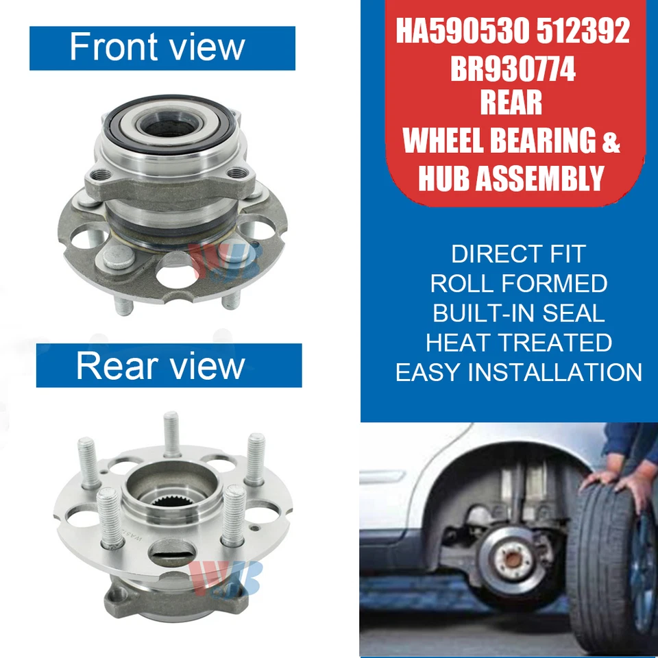 Pair Rear Wheel Bearing Hub Kit for Honda Crosstour 15-12/Accord Crosstour 11-10 - Imagem 2 de 4