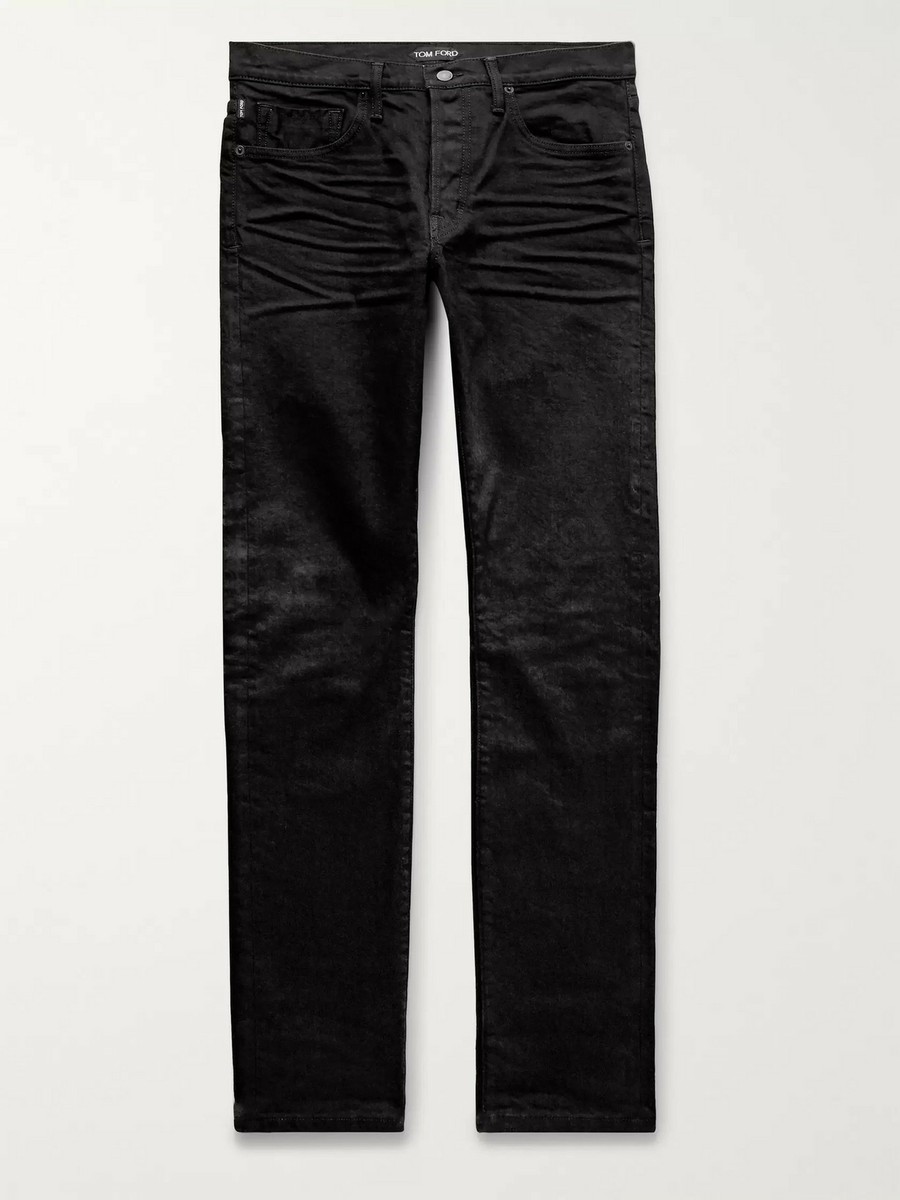 $850 TOM FORD Slim-Fit Selvedge Denim Jeans TFD001 BUJ05 Black 30