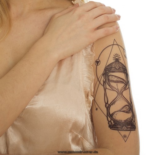 2 x Tatuaje de reloj de arena - Luna geométrica oriental - Tatuaje temporal del cuerpo - XQB040 (2) - Imagen 3 de 6