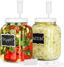 2 Pack 1 Gallon Large Fermentation Jars W 2 SCREW Lid and 3 Airlock - 100 Airti