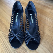 Ladies Black Open Toe 3" Stiletto Heels