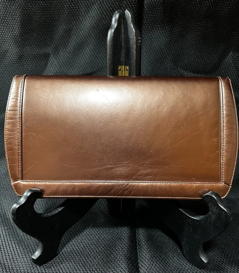 Bolso de Mano J Miller Vintage Bronce Marrón Años 50 11”x6” Imitación Cuero Clásico Foto 2 de 4