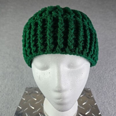 Handmade Knit Beanie Hat OSFM Green | eBay display picture 3