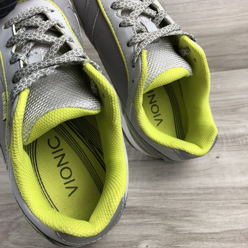 Vionic Zen Walking Leather Metallic Silver Sneakers Sz 6.5 Yellow Comfort Shoes - Picture 6 of 8