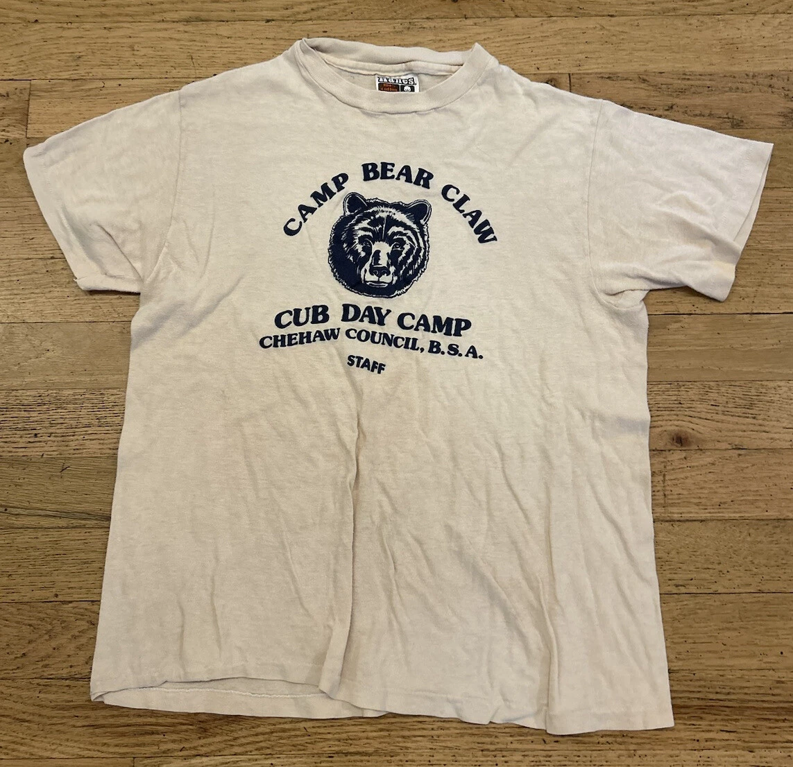 Vintage Camp Bear Claw Cub Day Chehaw Council Staff Shirt Hanes M 38-40 READ