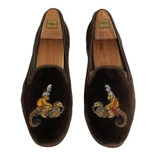 Stubbs & Wootton Women’s 9 Velvet “Arabian Sea Horse Riders” Slippers Loafer