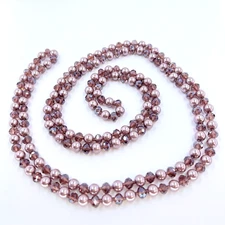 NWOT - Dusty Mauve Faux Pearl Beaded Single Strand Over the Head 58” Necklace