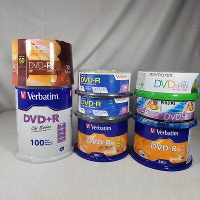 Lot Of 350pc Various DVD+R DVD-R DVD-RW 4.7GB Media Disc Sealed Spindle