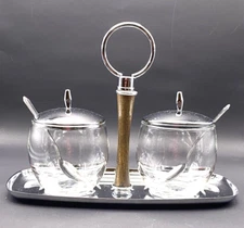 VTG - Mid Century Modern - Shelton Ware NYC Condiment Serving Dish Set & spoons