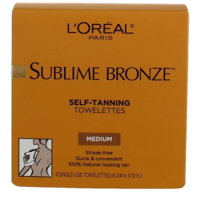 L Oréal Paris Sublime Bronze Self-Tanning Towelettes - MEDIUM - 6 Single Wipes