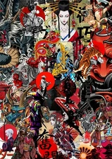 3 x A4 Japan  Sun Samurai Sticker Bomb sheet Euro Vinyl Decal Wrap Dub Dragon