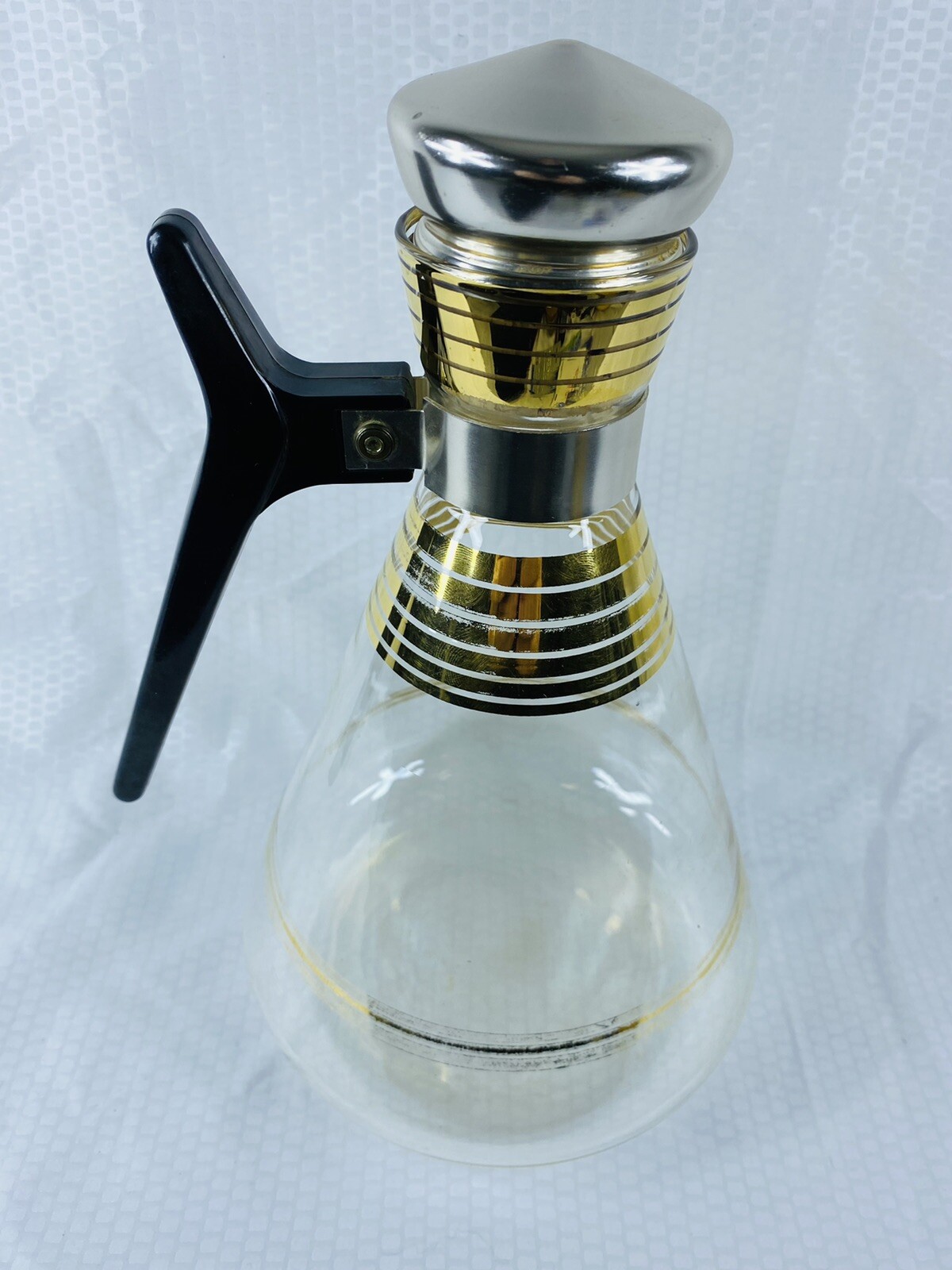 Vintage INLAND MidCentury Modern Clear Glass Coffee Carafe & Lid