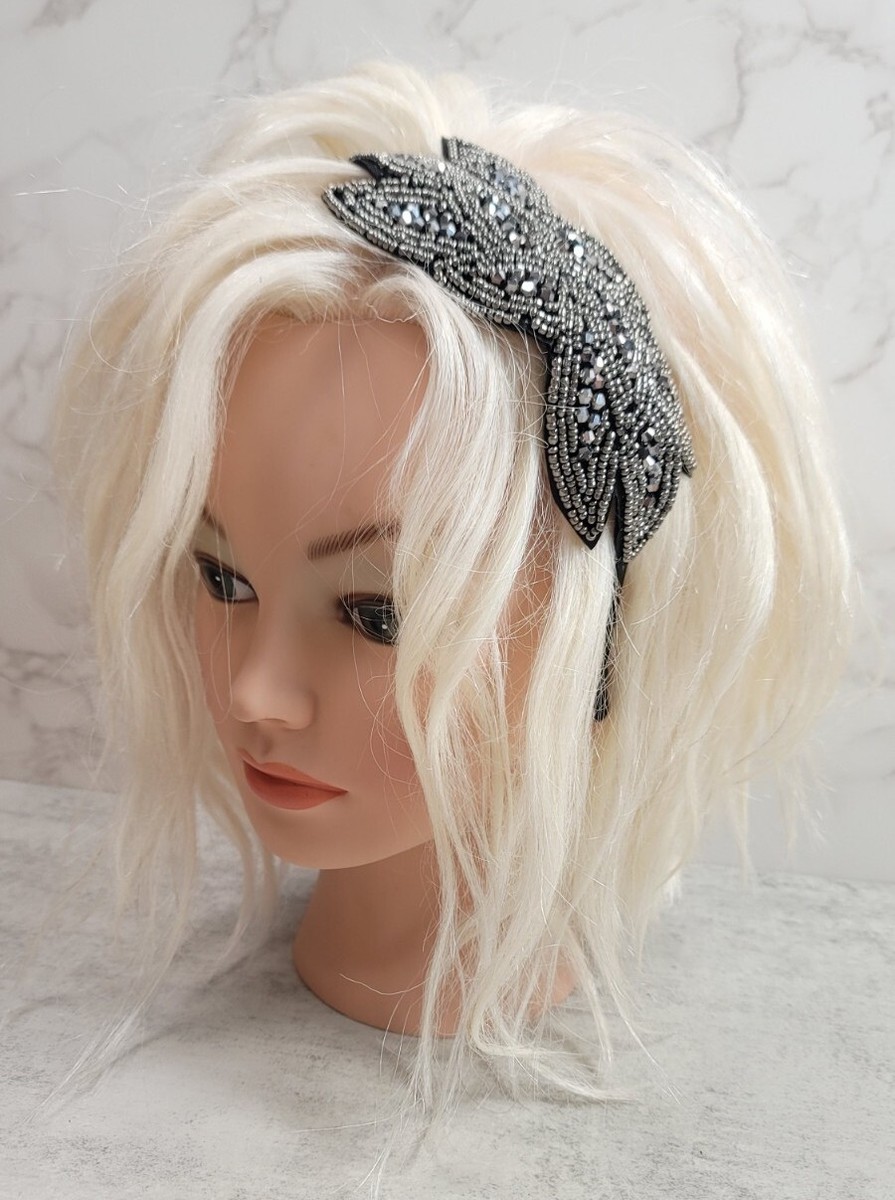 Headband Hair Band Party Bead Elegant Black Silver Business  display picture 1