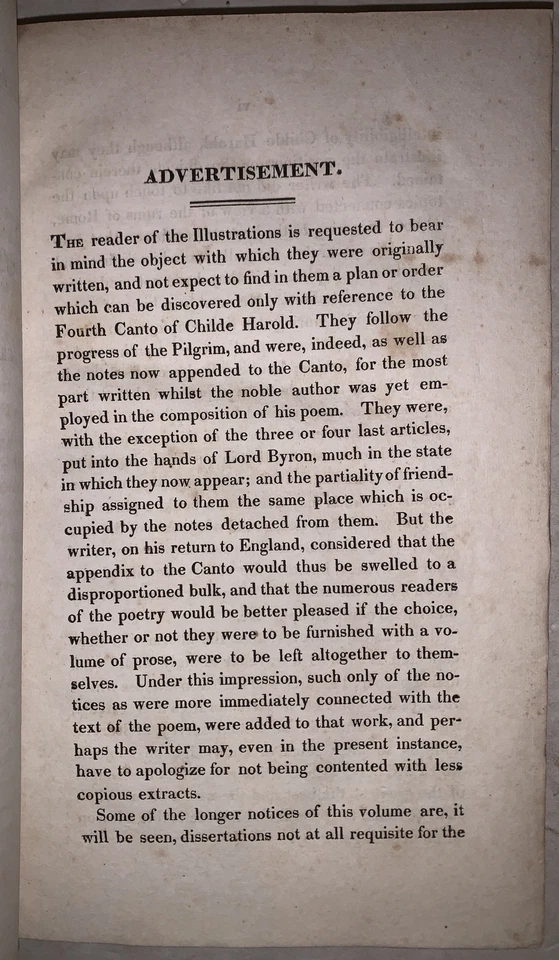 1818, 1st Ed, HISTORICAL ILLUSTRATIONS FOURTH CANTO OFG CHILD HAROLD, HOBHOUSE - Image 4 of 4
