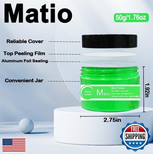 Matio Neon Pigment Powder, 1.8oz/ 50g Vibrant Orange Highly Fluorescent Nail - Picture 4 of 5
