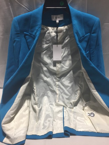 H11 REISS Wool Blake Peak Lapel Blazer Turquoise Womens Size 8 - Picture 4 of 9