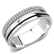 Mens band ring pinky signet 7mm cz thumb split design stainless steel silver 275