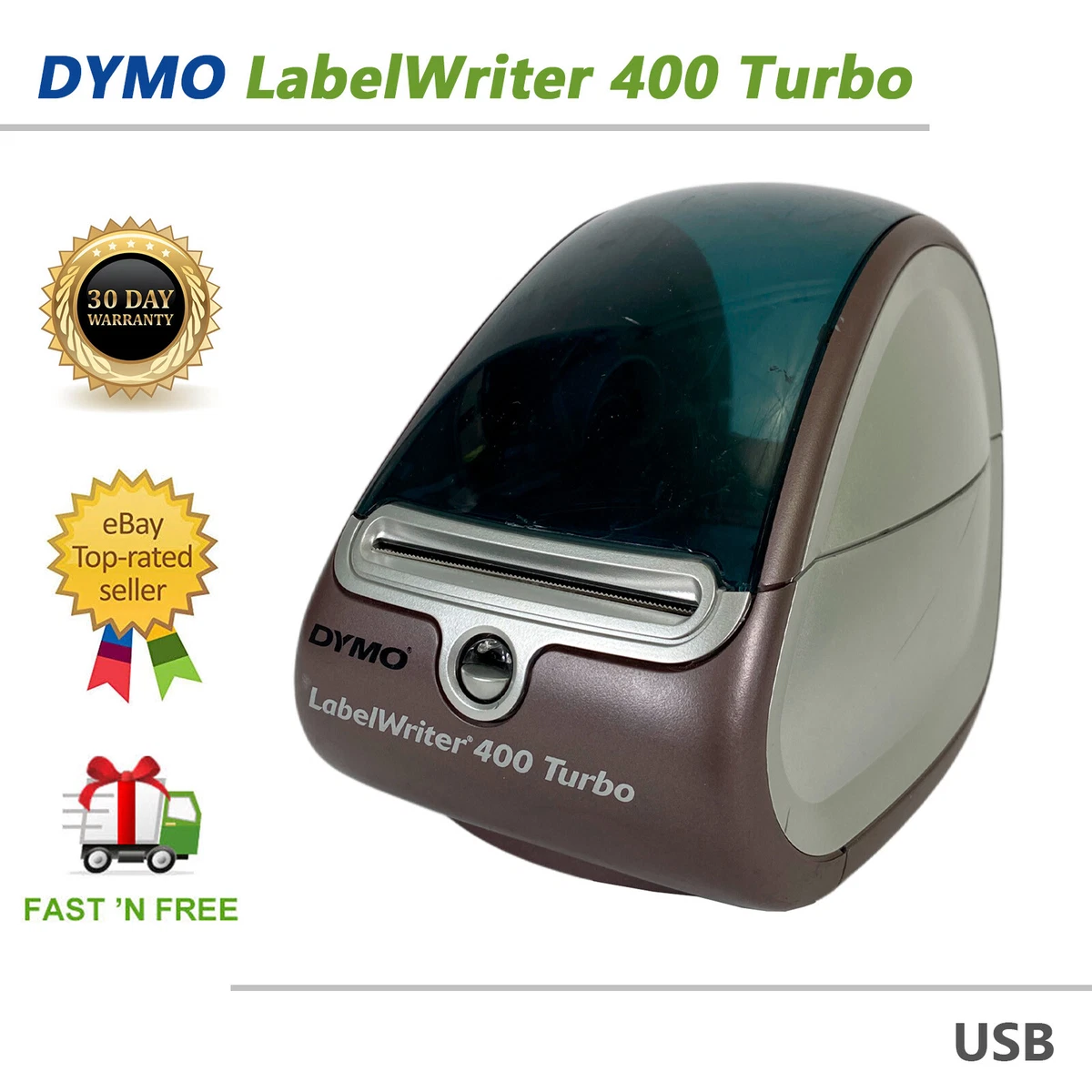 DYMO LabelWriter 400 Turbo Thermal Label Printer 93176 No AC Adapter