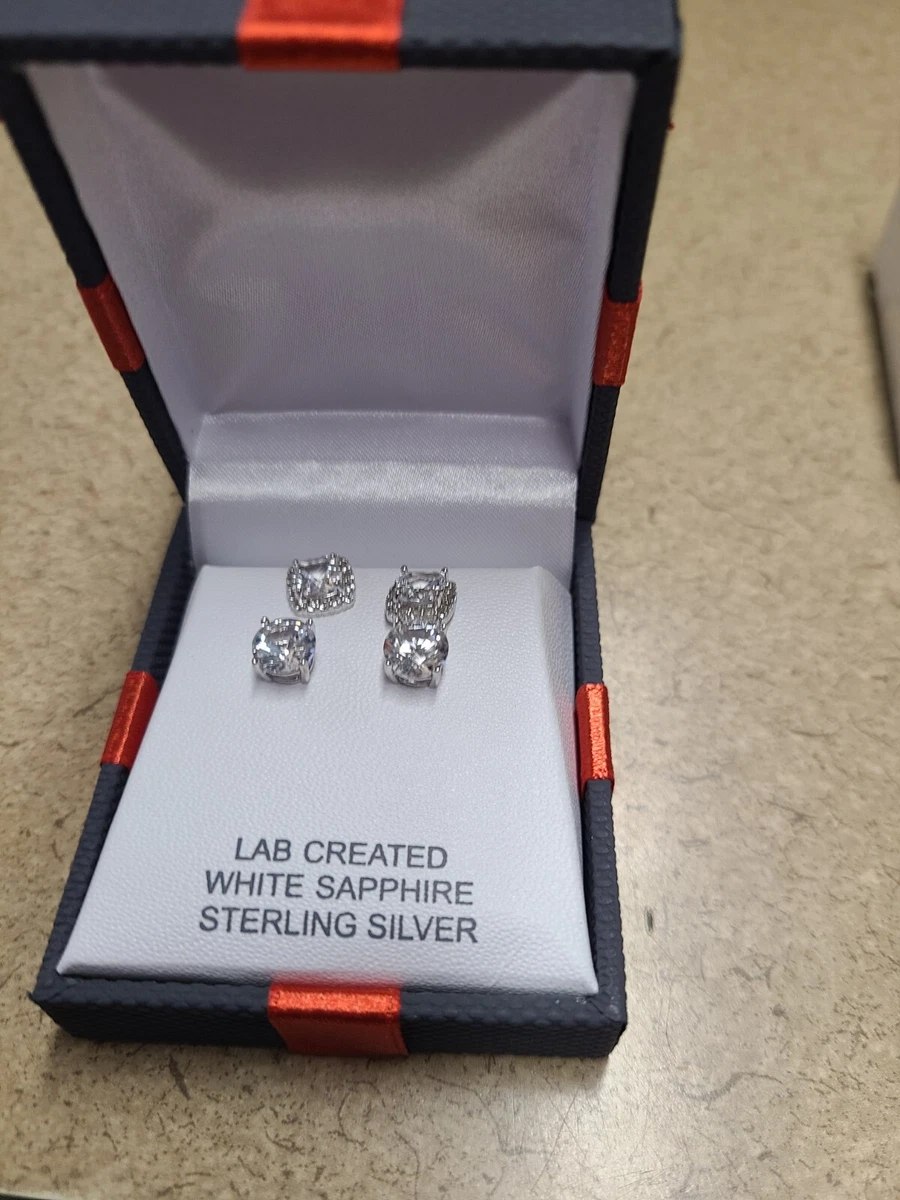 Lab created white sapphire 2024 stud earrings in sterling silver