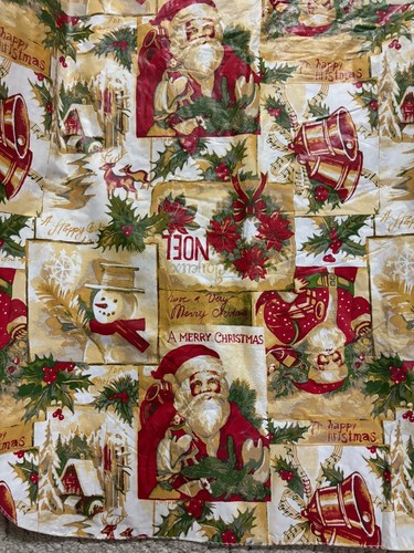 Vintage Christmas plastic tablecloth with material backing, 58"x99" - Picture 4 of 5