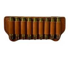 Leather 9 Rd RIFLE SHELL AMMO Cartridge BELT SLIDE POUCH 45-70 Govt -BRN BLK TAN