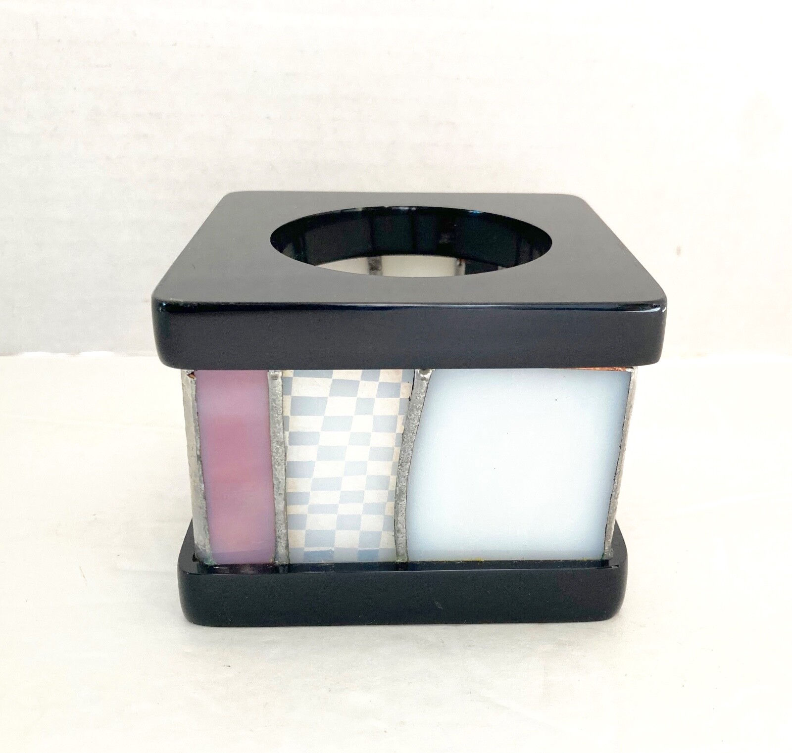 Stained Glass Cotton Ball Holder Vanity eBay