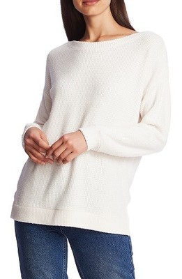 1.State Womens Cross Back Cozy Pullover Sweater, Soft Ecru