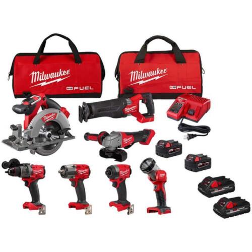Milwaukee 7-Piece Power Tool Combo Kit 18V Li-Ion Brushless w/ 2 Extra Batteries