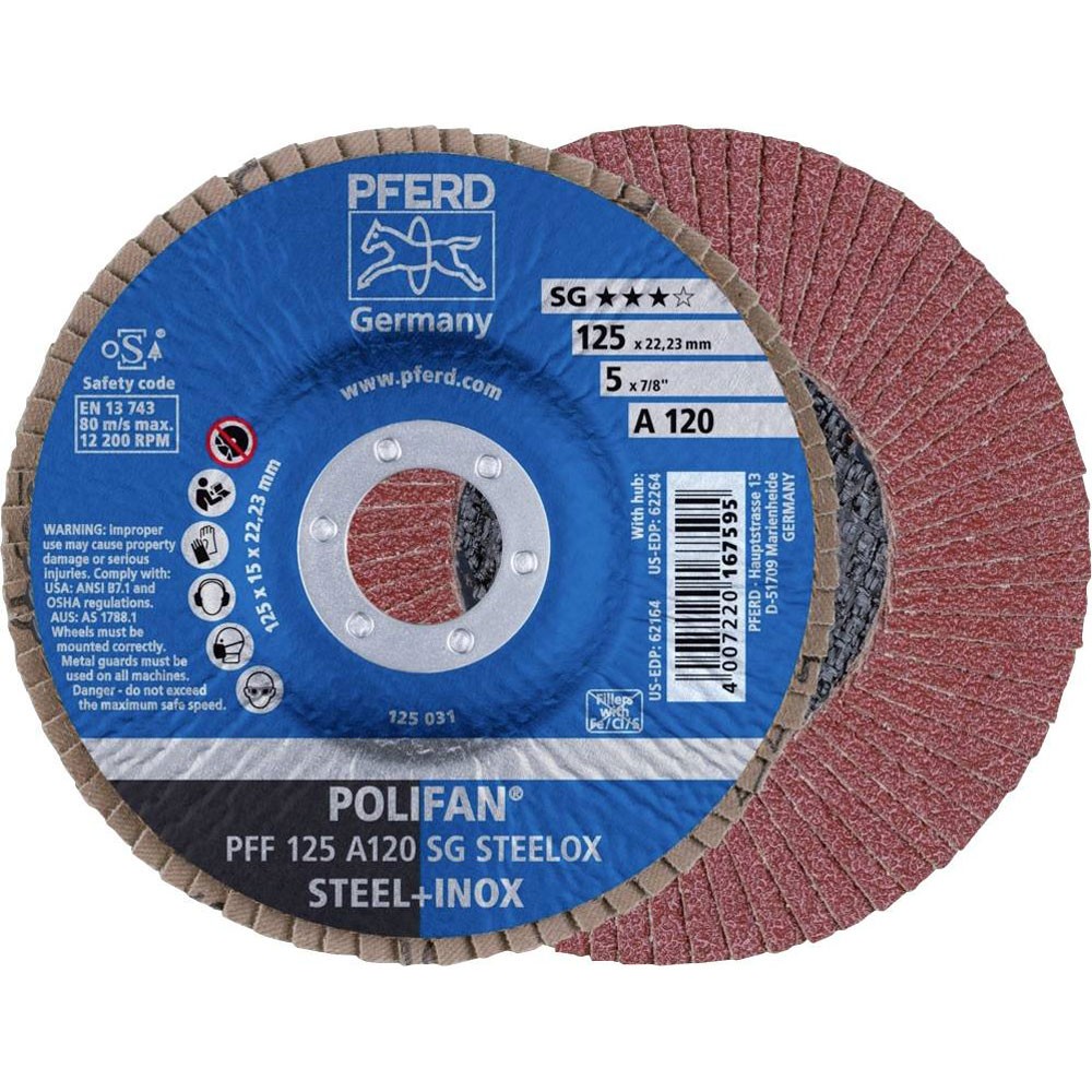 PFERD POLIFAN flap Disc 125mm 10 pcs for steel and INOX