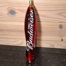 Budweiser Red Beer Tap Handle Knob w/ White Logo Breweriana Collectible