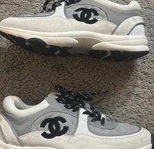 CHANEL Unisex Low Top Lace-Up Logo Sneakers G...