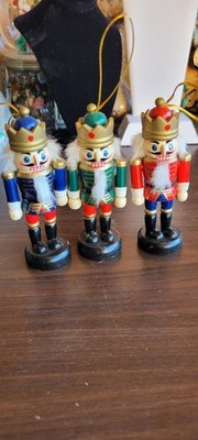 Mini Wooden Nutcracker Ornaments Set Of 3 4 Inchs Tall
