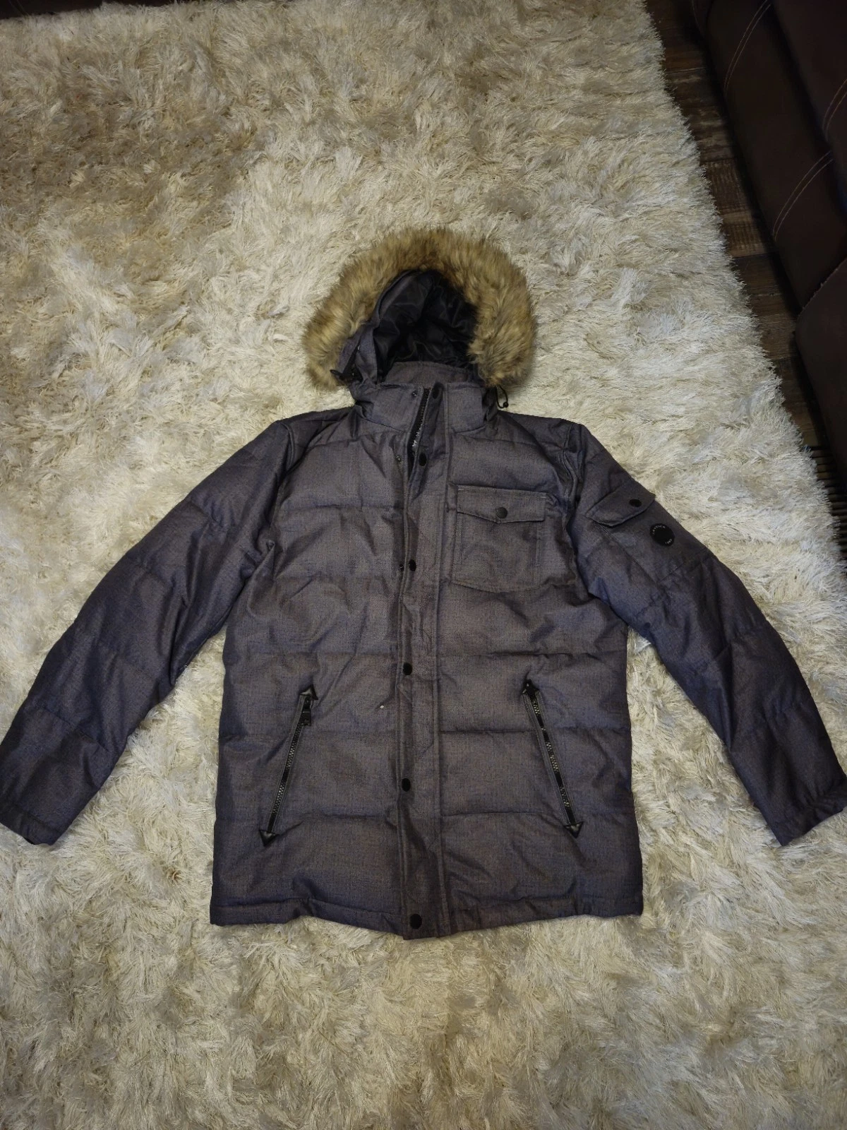 Nautica Hooded Weather Jacket Water and Wind Resistant Size Medium Gray