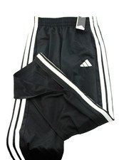 New ADIDAS Tricot 3-Stripe Men's S Black / White Logo 10" Leg Zip Sport Pants