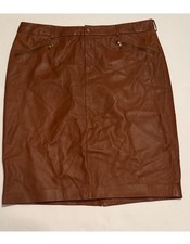 Ralph Lauren Chestnut Brown Genuine Leather Pencil Skirt New Women's Size 14