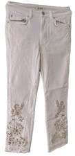 We the Free White Cutout Embroidered Jeans Women's 27 US4 Raw Hem
