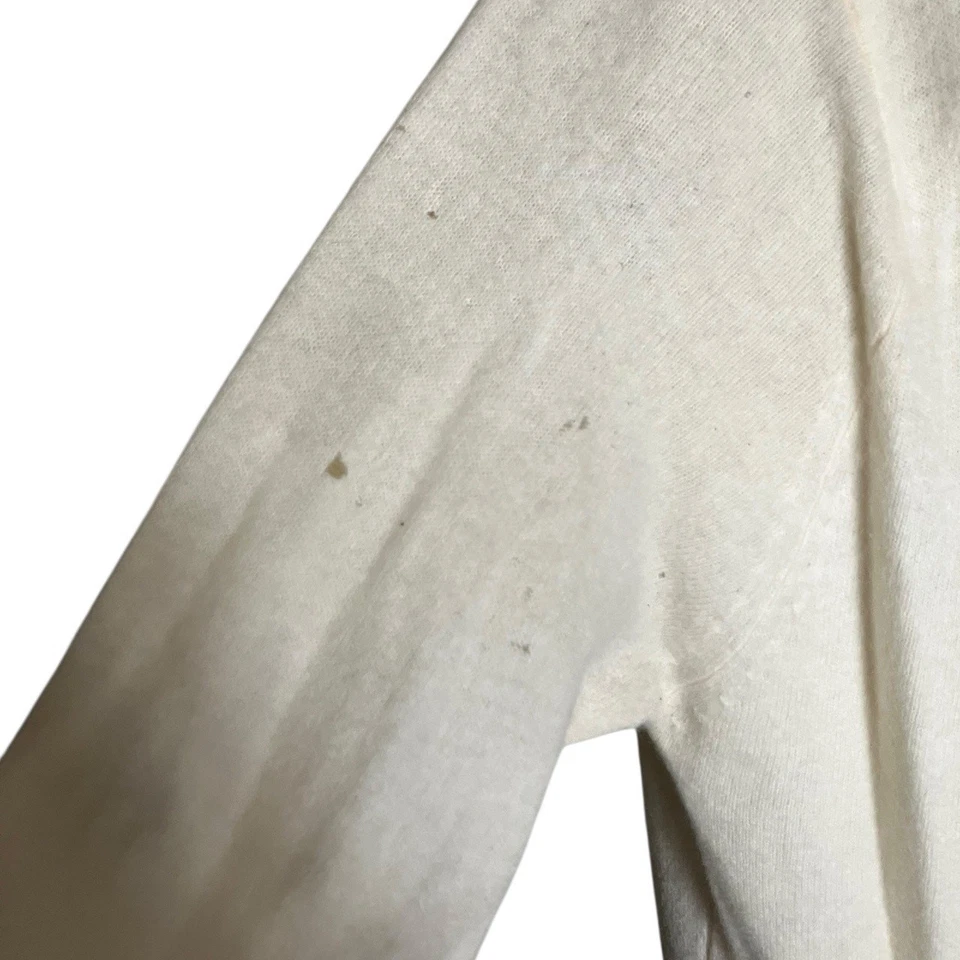 Vintage Royal Beaded Wool Angora Cardigan Cream White Made in Hong Kong 46 - Image 3 of 4