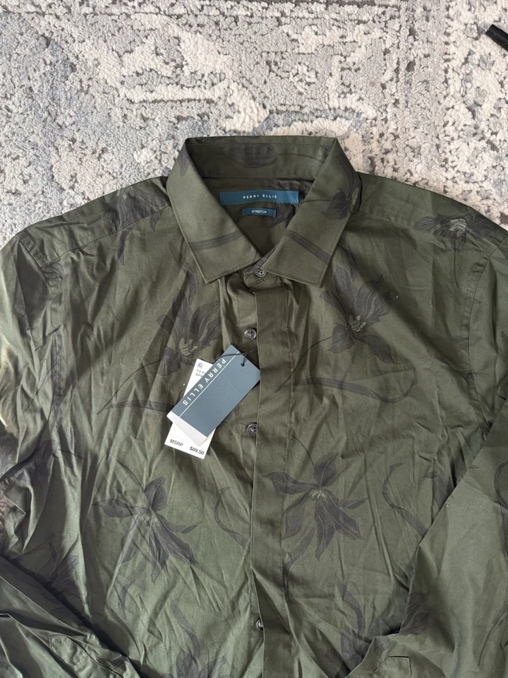 Perry Ellis Men’s Small Button Up Long Sleeve Shirt NWT - Image 2 of 4