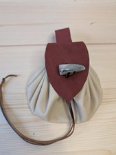 ​Selbstgemacht: Leder-Dukatenbeutel 32cm  Naturleder Handarbeit Larp Mittelalter