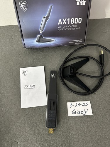 MSI AX1800 WiFi 6 Dual-Band USB Adapter - WLAN bis zu 1800 Mbps (5GHz, 2,4GHz Wir - Bild 4 von 5