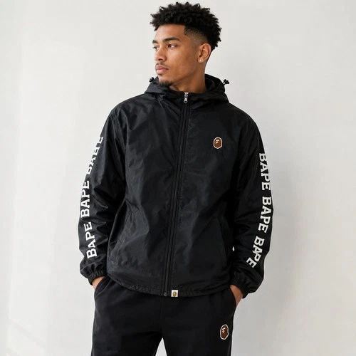 A Bathing Ape BAPE Windbreaker Jacket Black Mens Large video thumbnail