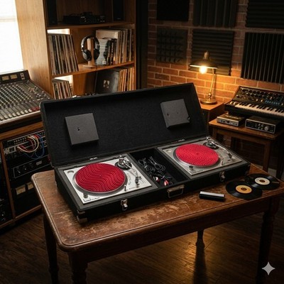Vintage Gemini - XL-500 II DJ Turntables Pair with Coffin Road Case Set