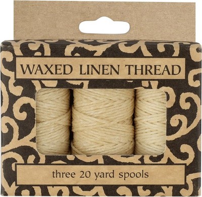 Lineco Waxed Genuine Linen Thread, 20 Yards, Pack of 3 1 Pack, Natural 