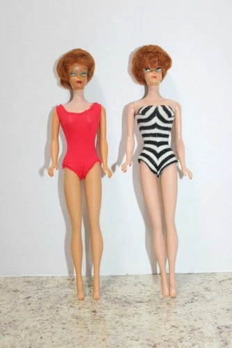 Vintage PAIR of Mattel Titan Red Bubblecut Barbie STRAIGHT LEG Dolls #850