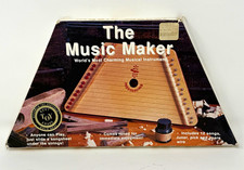The Music Maker Zither Natural Wood Brown w/ Box Song Sheets Tuner Pick Wire