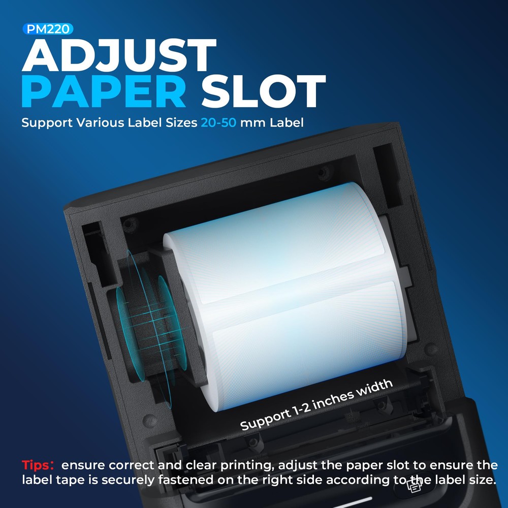 PM220 Bluetooth Thermal Label Printer with Tape, Portable Label Maker Machine